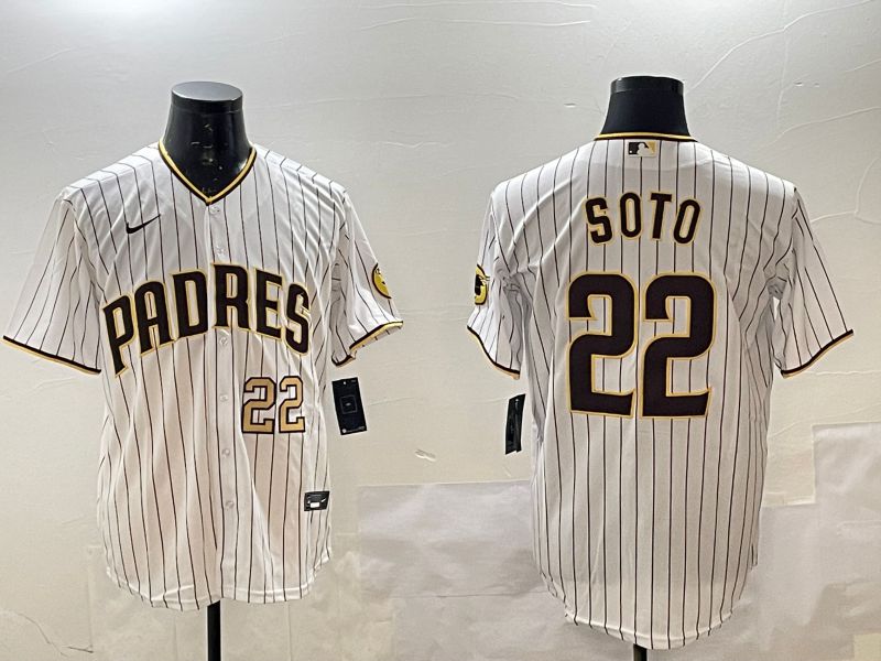 Men San Diego Padres #22 Soto White Stripe Game 2025 Nike MLB Jersey style 2->san diego padres->MLB Jersey